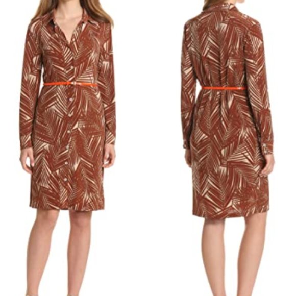 Anne Klein Palm Tree Print Dress in "Pottery" - Picture 1 of 6